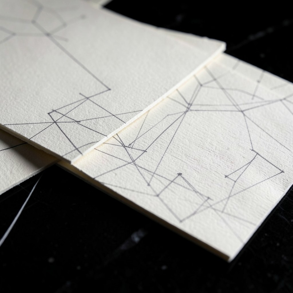 Close view of printed queue scorecard sheets with subtle chart lines on textured paper